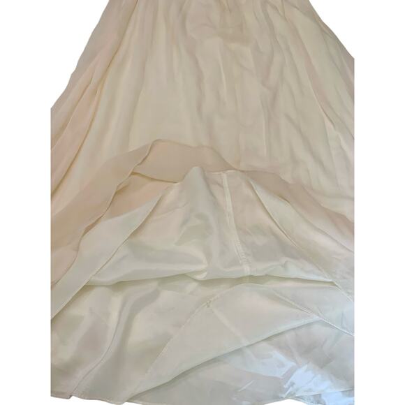 OC by Oleg Cassini Womens Ivory Maxi Halter Evening Gown Dress Silk Beaded 14 - Picture 12 of 13